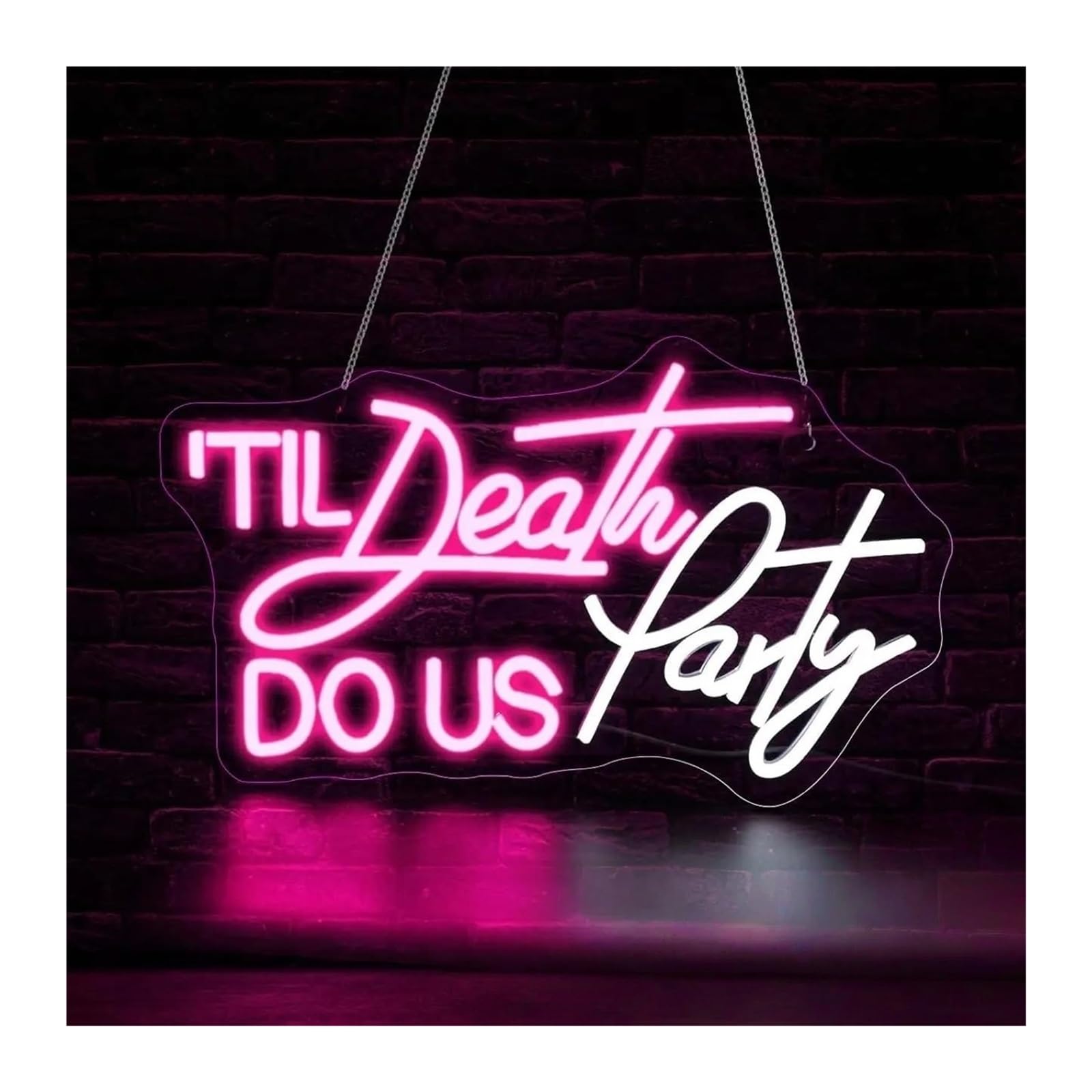 Decoración Lámparas Letreros De Neón Con Luz USB Til Death Do Us Party Regulables, Para Dormitorio, Club, Fiesta, Bar, Boda, Hogar, Decoración De Pared, 42cmx25cm