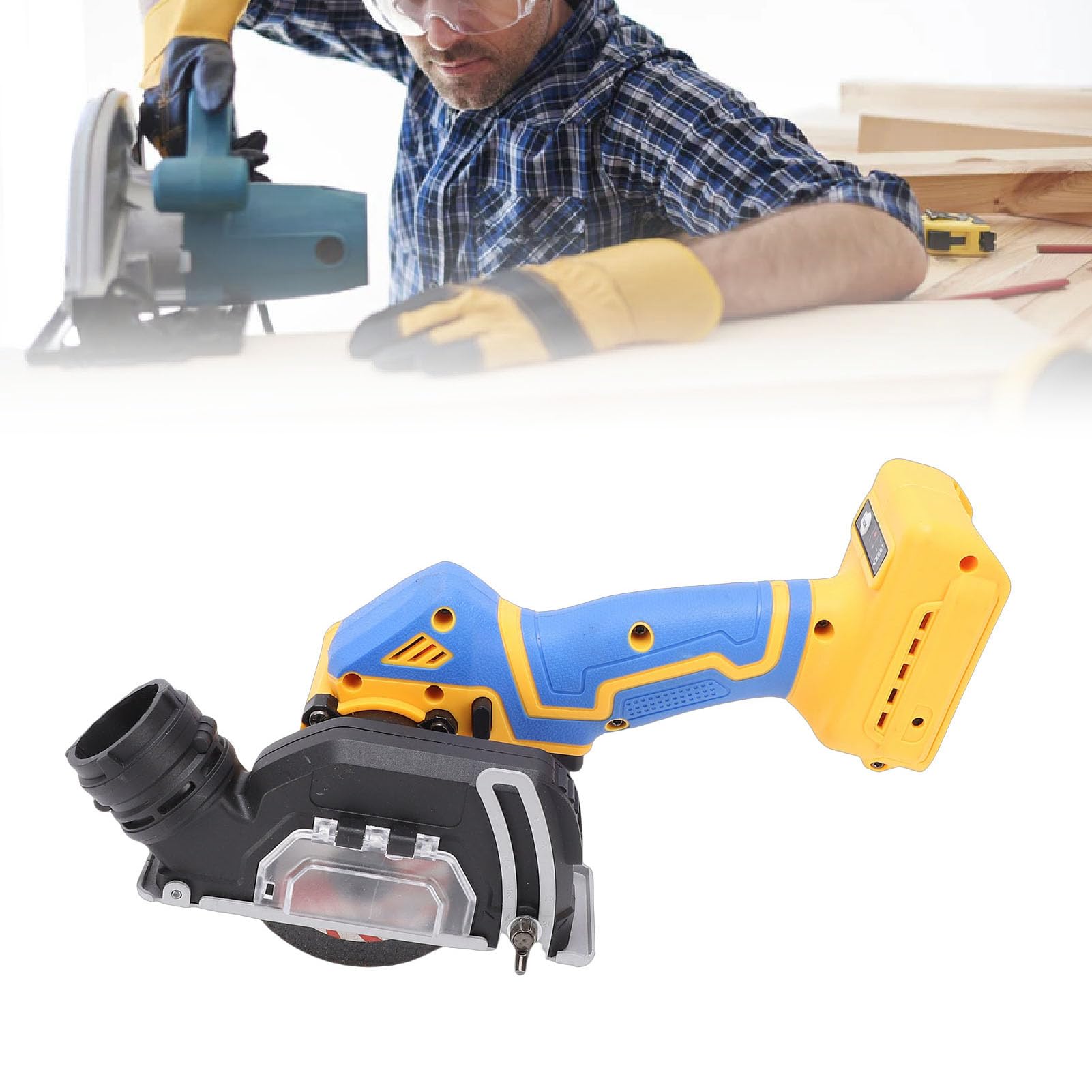 Mini Sierra Circular Inalámbrica de 800 W, 19000 RPM, con Cuchillas de 3 Pulgadas, Protector contra el Polvo para Metal, Madera y Plástico, Antideslizante, Funciona con Pilas