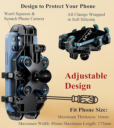 Miniatura 5 de BRCOVAN Soporte de bola de 1 pulgada para teléfono con amortiguador de vibraciones, compatible con soportes RAM tamaño B, brazo de doble zócalo,