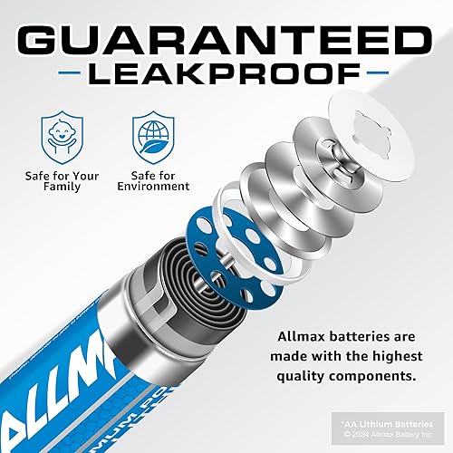 Miniatura 4 de Allmax - Baterías de litio AA (16 unidades) Más duradera, a prueba de fugas, 20 años de vida útil, perfectas para cámaras de seguridad Blink,