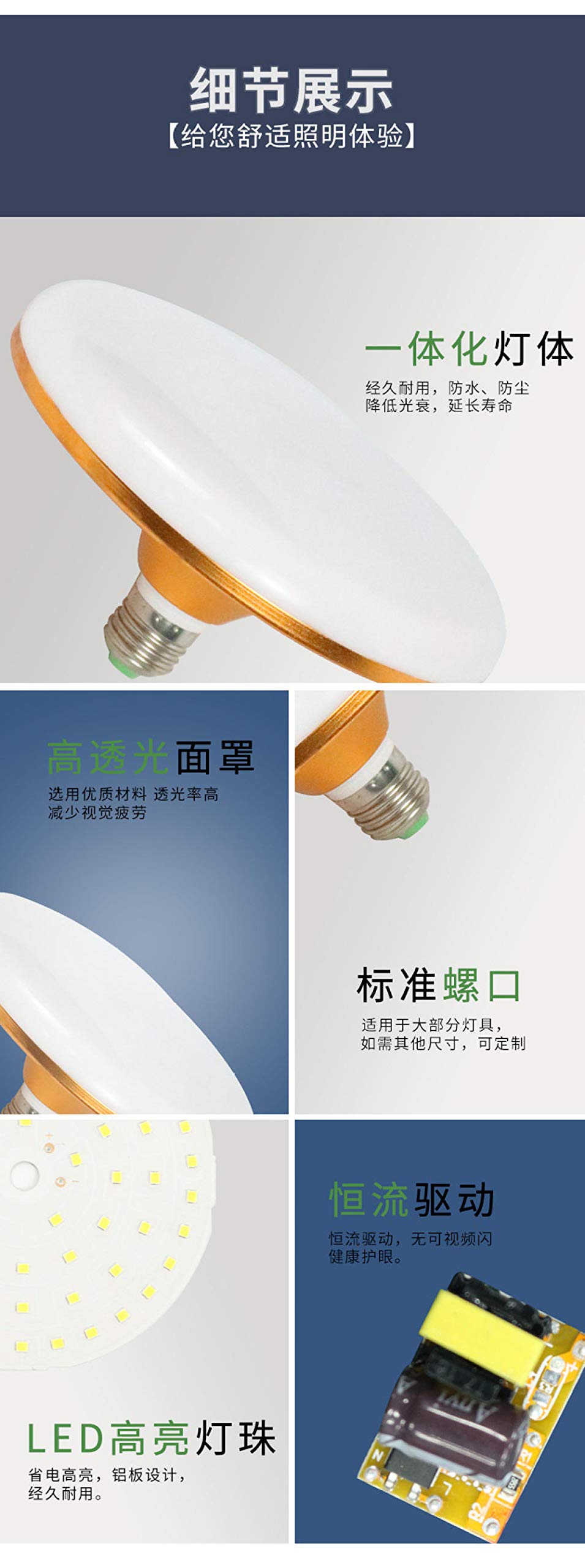 Ampoule LED économique E27 - Forme Soucoupe - éclairage Type Lampe De Bureau (Neuf)