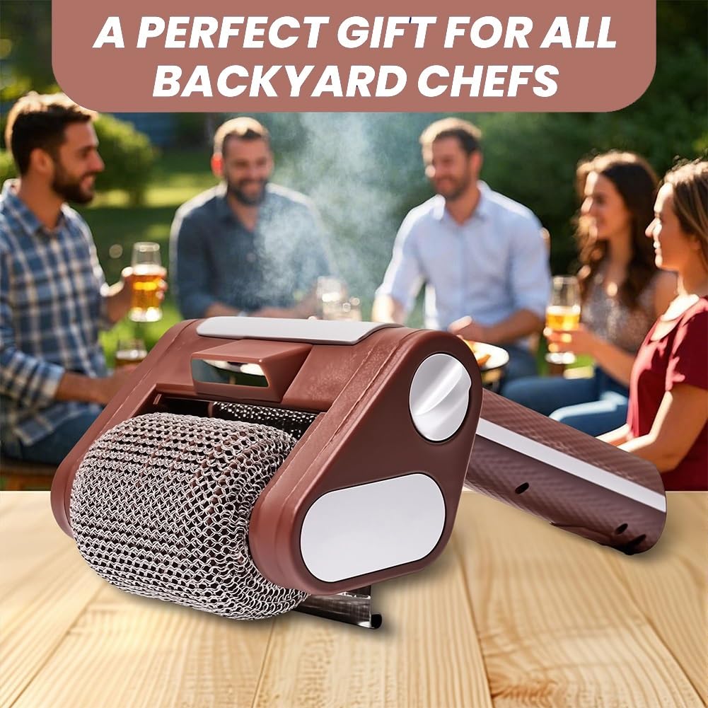 Limpiador eléctrico inalámbrico para parrilla de barbacoa, cepillo recargable de acero inoxidable 304 con luz LED de 350 rpm, apto para lavavajillas, ideal para cocinar al aire libre y acampar