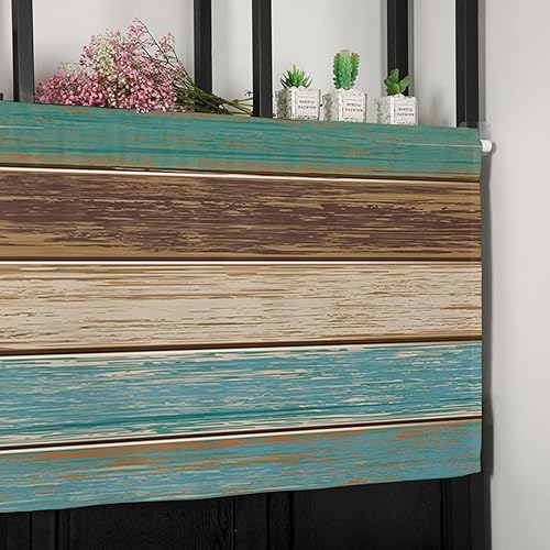 Miniatura 8 de Cortinas de cocina estilo granja con cenefas para ventanas en color teja turquesa verde marrón con bolsillo para barra, tratamiento de ventana