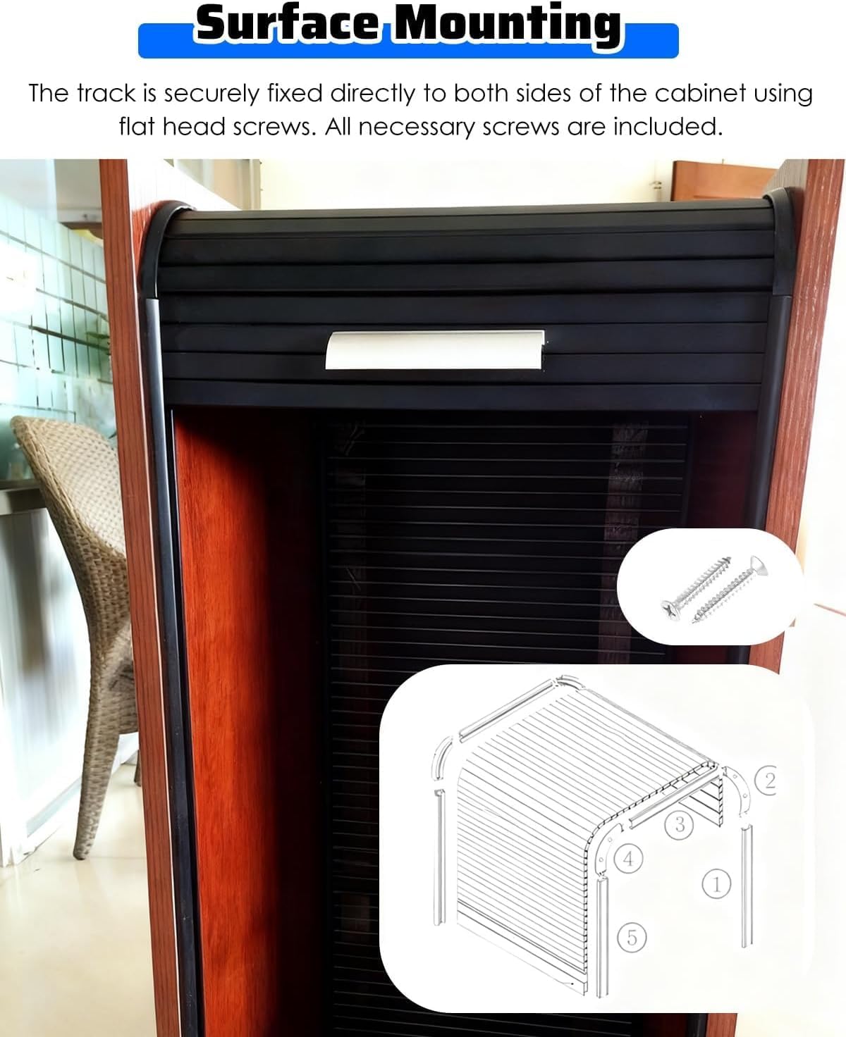 Retractable Concertina Cabinet Door - Roll Up Garage Door, Folding Closet Door (40x70cm/16x28in) for Kitchen & Appliances - Space-Saving Design