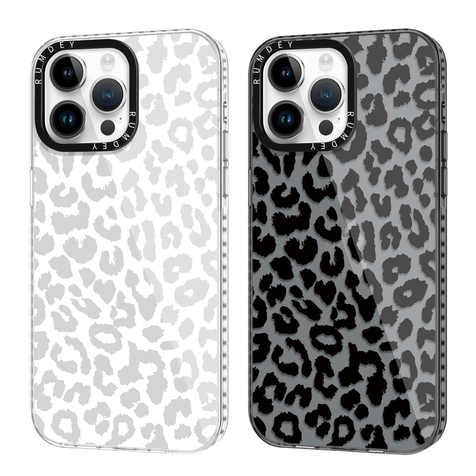 RUMDEY 2 Pack Cheetah Cases for Apple iPhone 14 Pro Case 6.1 inch, Clear with Cute Fashion Leopard Patterns for Girls Women, Slim Funda with Shockproof Protection Silicone Soft TPU Cover