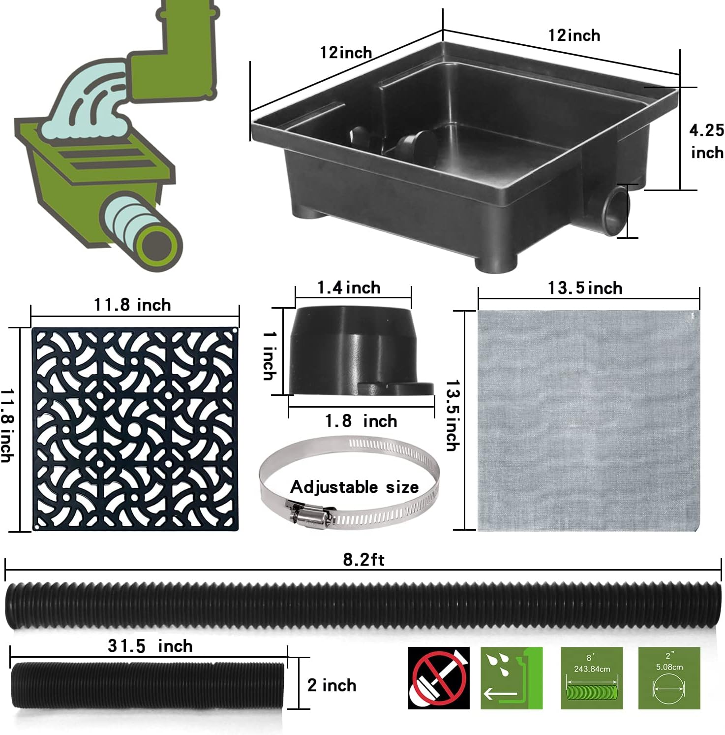 Buy NAACOO Gutter Downspout Extensions, Upgraded 12x12in Catch Basin Downspout Extender No Dig