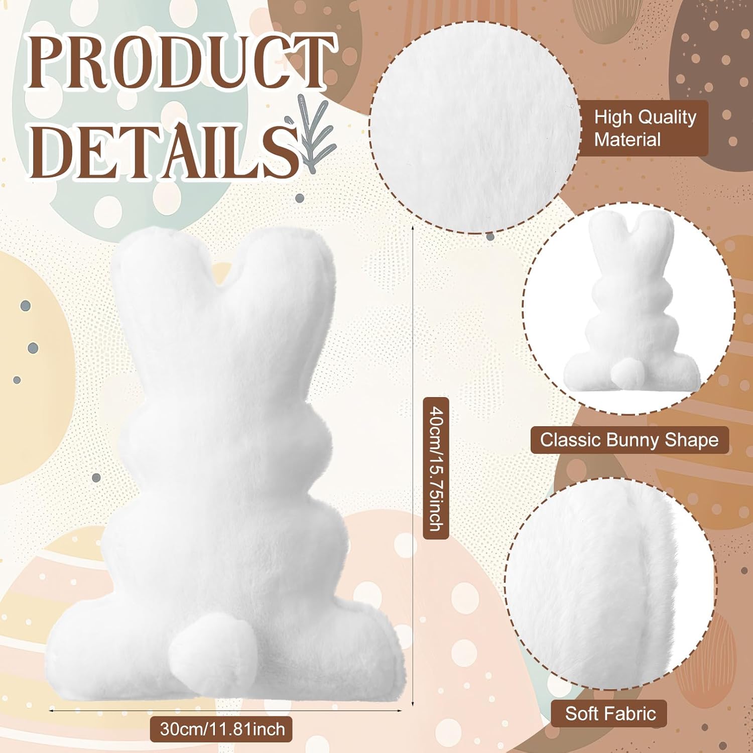 Amyhill 2 Pcs Easter Pillows Bunny Rabbit Shaped Throw Pillows 15.75 Inch Decorative Easter Spring Soft Plush Cushion Gifts for Sofa Couch Bedroom Living Room Home Decorations(Classic Style)