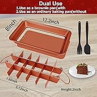 Vista 4 de Bandeja para brownie con divisores, bandeja para brownies con cortador, sartén antiadherente para hornear brownie con cepillo para espátula, moldes