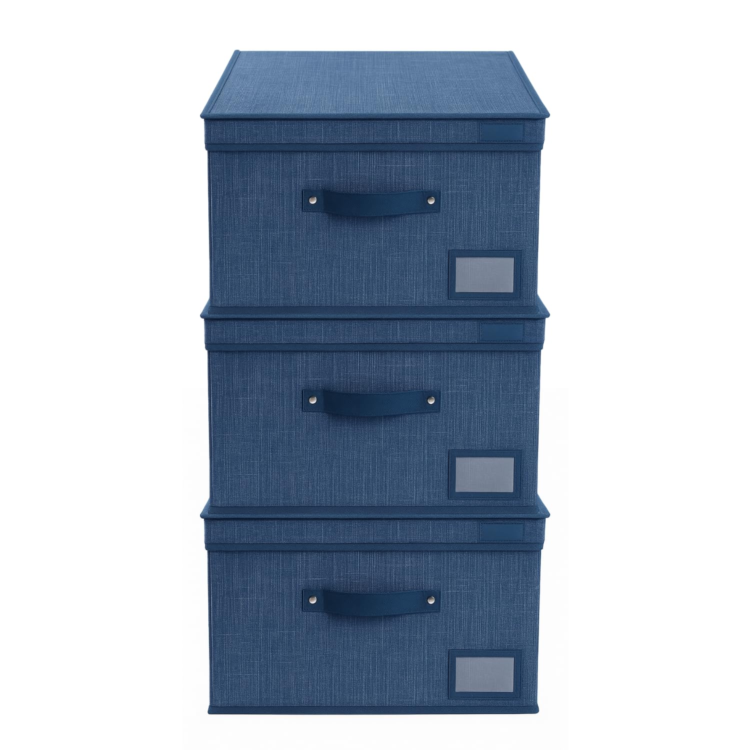 FAHKNS 3 Scatole Portaoggetti Pieghevoli 8.4L Con Coperchio, Ruote E Maniglia – Impilabili, Per Libri, Vestiti, Asciugamani (Bianco)