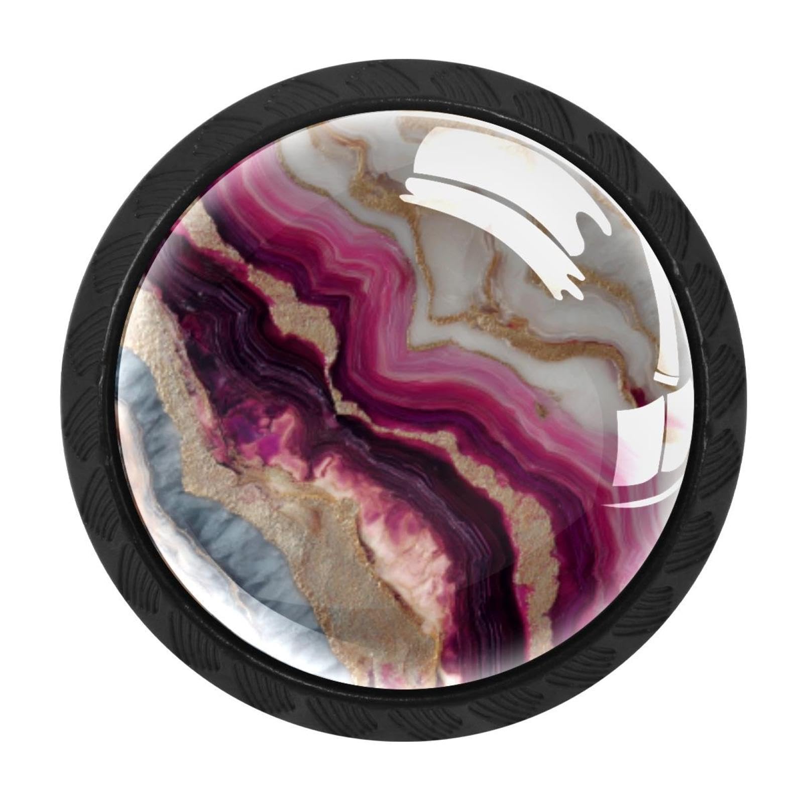 CHENZZZZ Agate Marble (3) Drawer Knobs Pull Handle Crystal Glass Circle Shape Cabinet Drawer Pulls Cupboard Knobs with Screws for Kitchen Cupboard Dresser Wardrobe etc
