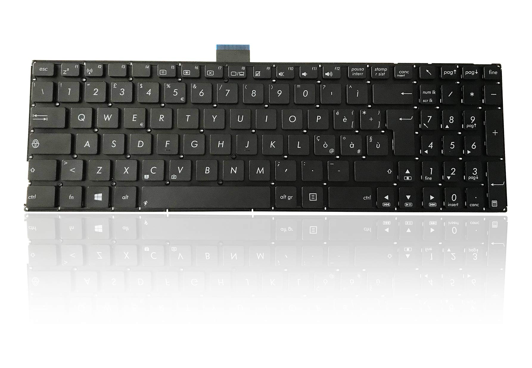 Tastiera Per Notebook ASUS Senza Frame – Layout Italiano, Nera, Ricambio 0KNB0-612RIT00