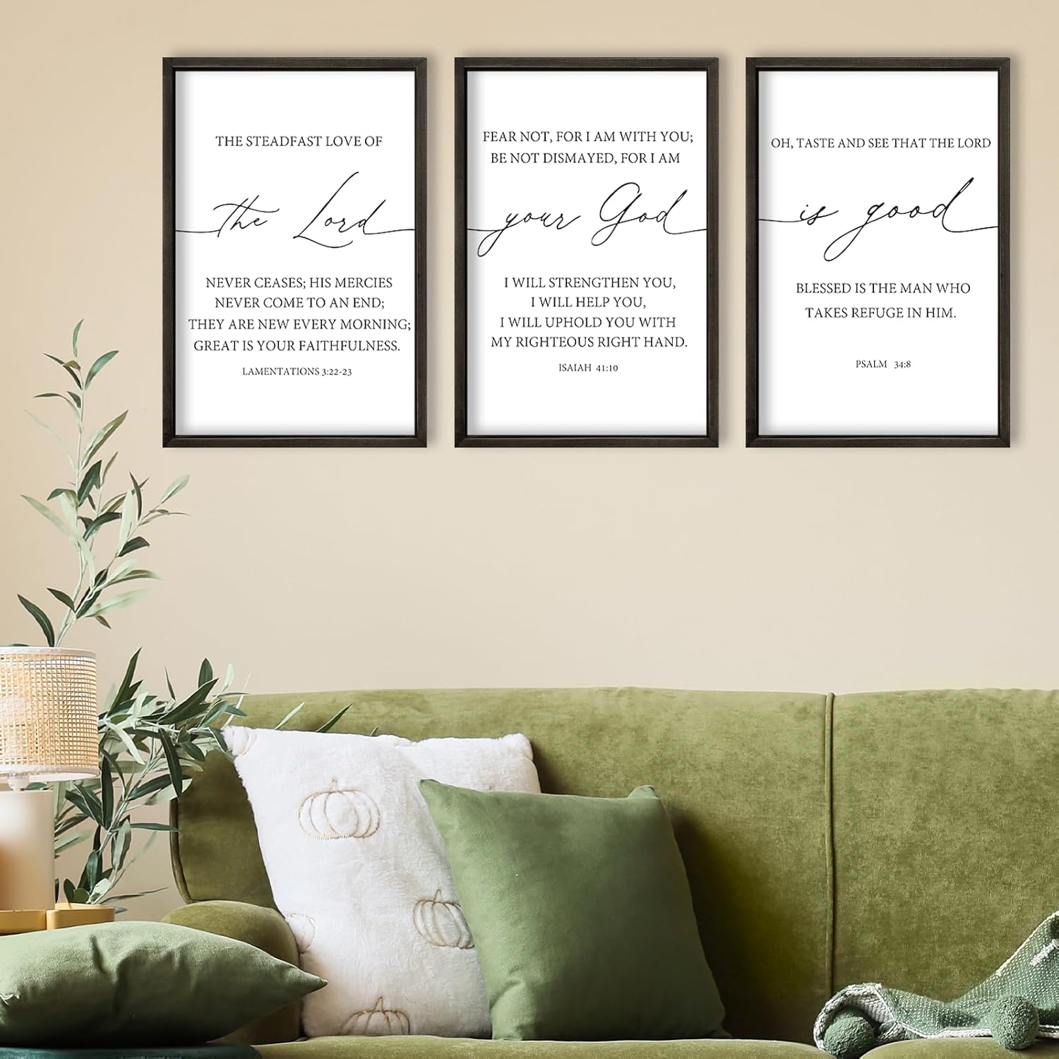 FZMHASLWW The Lord Your God Is Good Sign Bible Verses Wall Decor 16"X11" Set of 3 Christian Scripture Prayer Inspirational Motivational Quotes Family Framed Wall Art (Black)