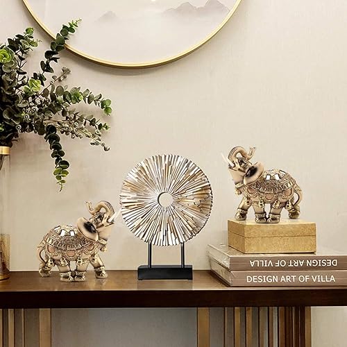 Miniatura 2 de Estatua de elefante dorado 5.5 Lucky Feng Shui, elefante tailandés con tronco hacia arriba, escultura coleccionable, decoración de riqueza