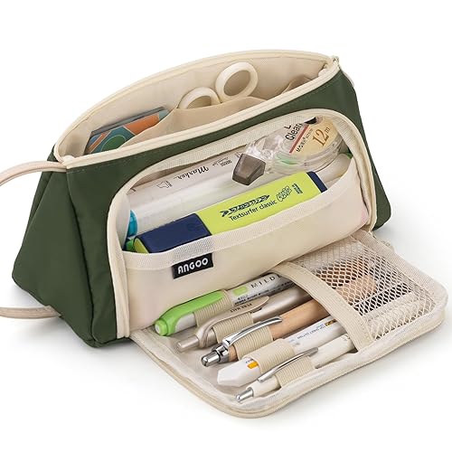 EASTHILL Big Capacity Pencil Case Pouch Pen Case Simple Stationery Bag School College Office Organizer for Teens Girls Adults Student - Deep Green XW