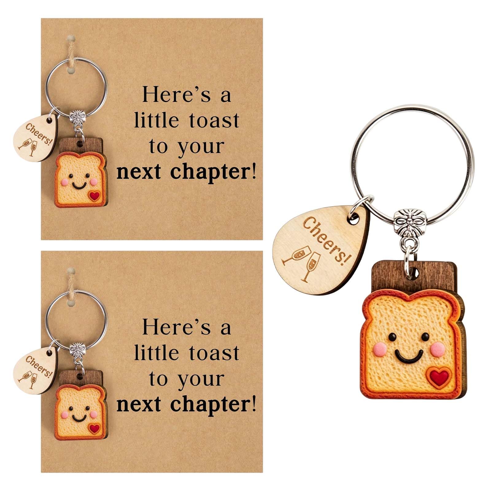 New Job Gifts for Women, Cute Toast Keychain Good Luck Gifts for Colleagues Leaving, Funny Farewell Retirement Gifts for Coworkers, Congratulations on Your New Job Keyring for Her Sister Teacher (2)
