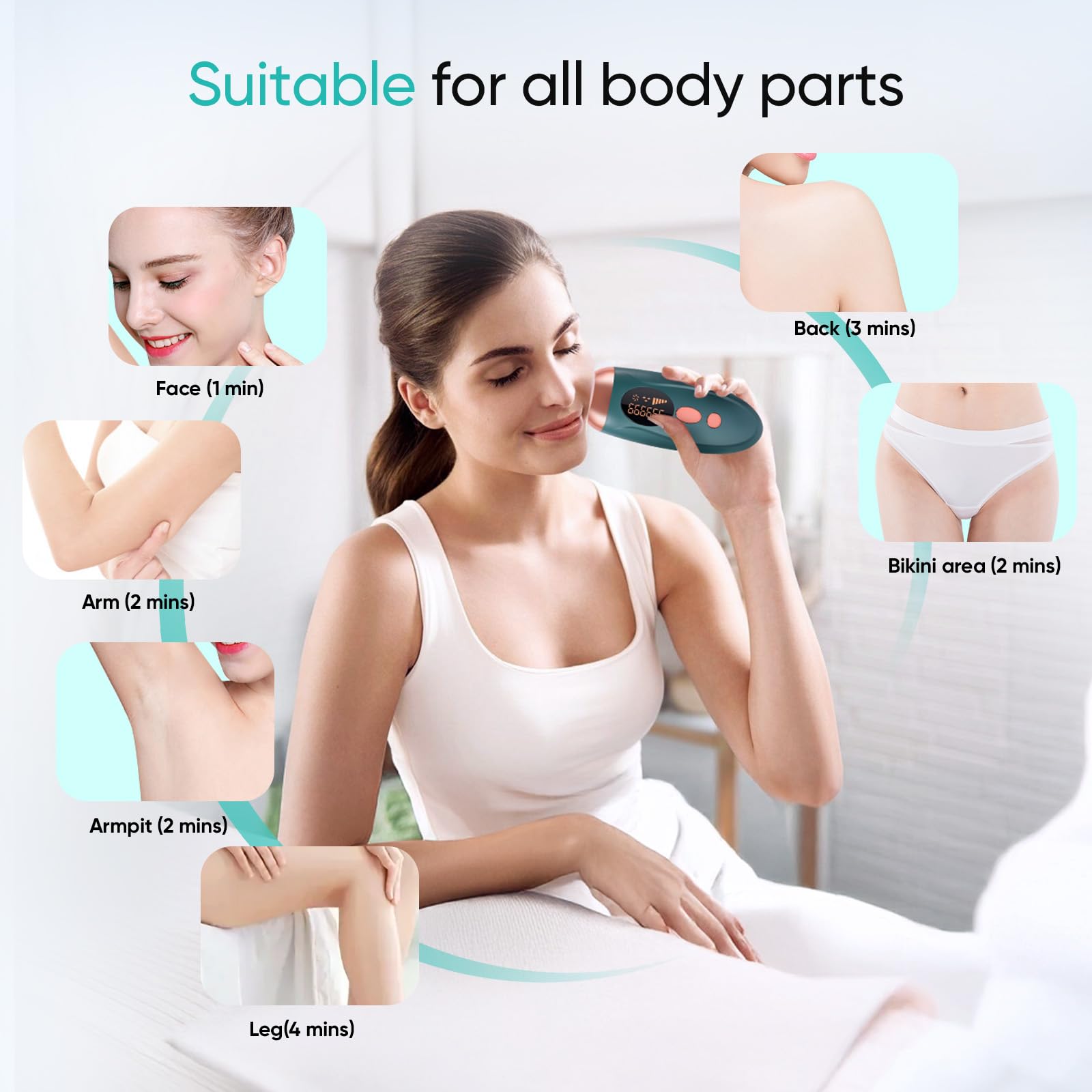 Épilateur Lumière Pulsée, Appareils IPL Épilation Laser, Épilation Laser avec Refroidissement,Épilateur sans douleur pour le visage, les aisselles, les bras, les jambes et le corps, Maillot