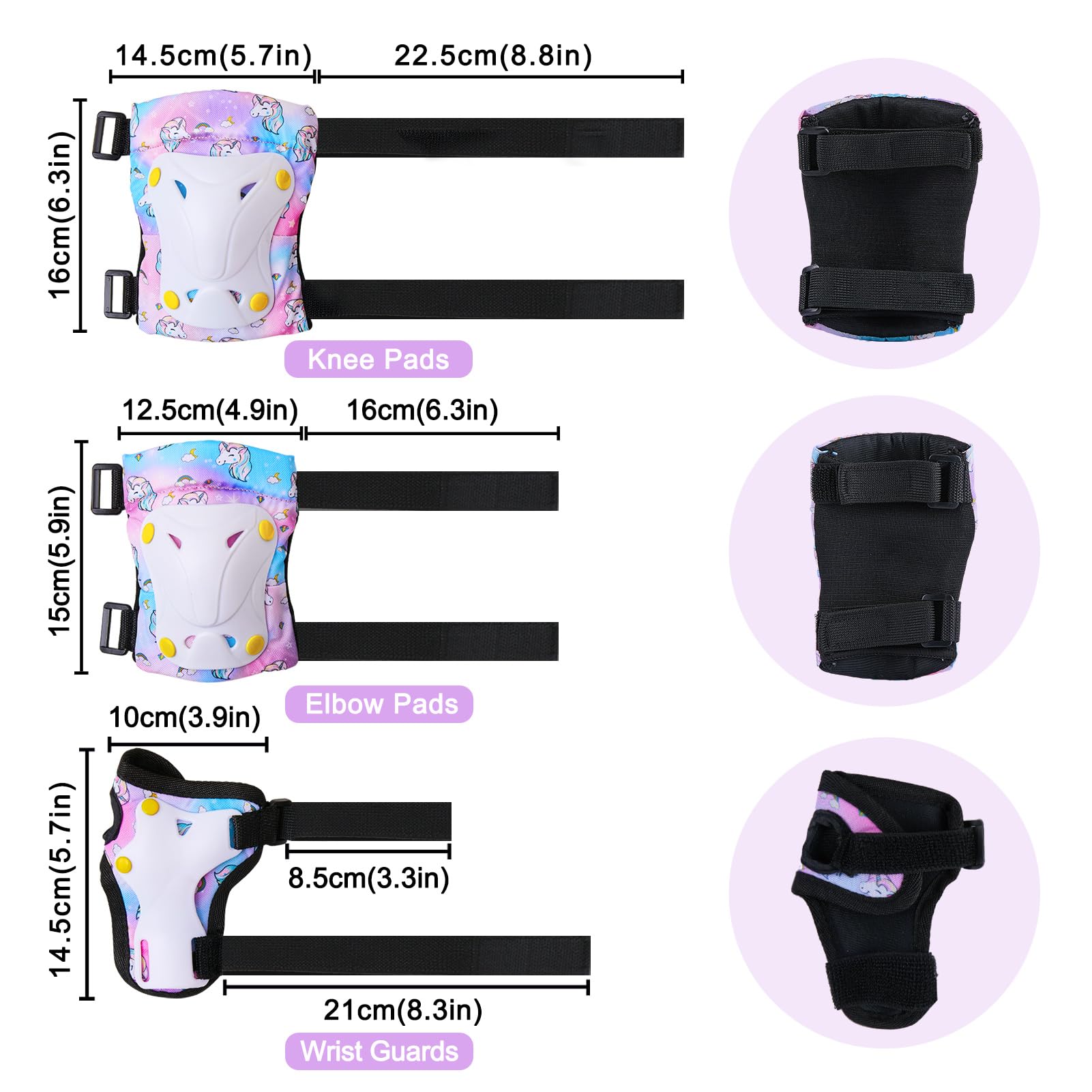 MHJY Casco Bici Bambino Casco Bicicletta Bambina Protezioni Della Testa Regolabile Ginocchiere e Gomitiere e Polsiere per Skateboard Skate Moto Monopattino Pattini per Ragazze e Raga 3-8 Anni