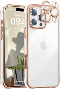 ZTOFERA for iPhone 16 Pro Max Case, Crystal Clear Acrylic Back, Soft Plated Edge, Removable Phone Lens, Slim Transparent Bumper Case for iPhone 16 Pro Max White