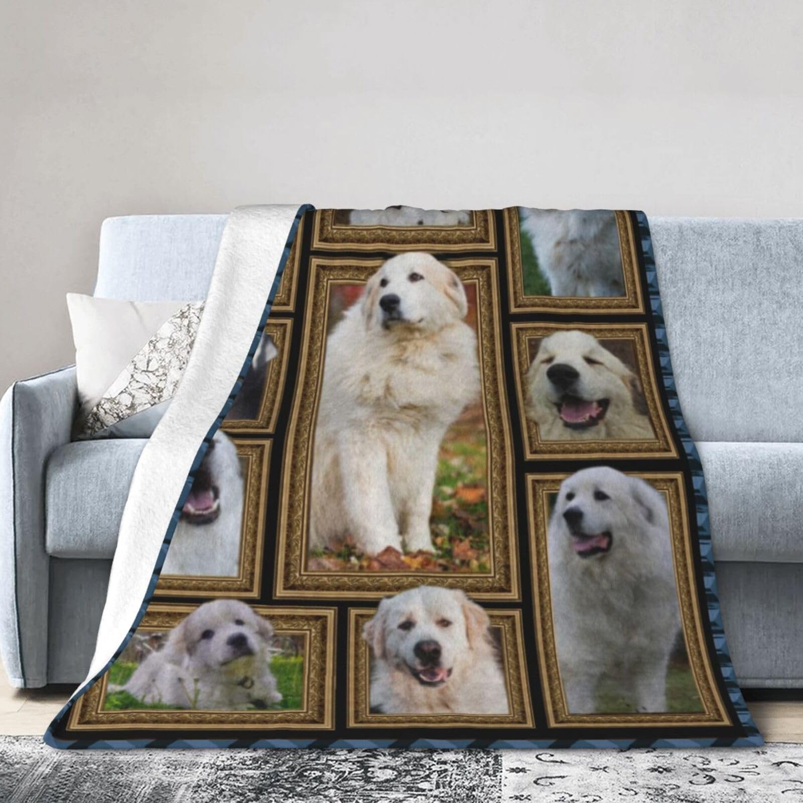 Trumiyo Great Pyrenees Dog Blanket Gifts For Kids Adults - Lightweight Throw Blanket For Bedroom Living Room Decor Soft Fuzzy Fleece Cozy Plush Bed Couch 80"X60"