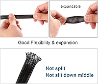 Vista 5 de Alex Tech - Funda trenzada expandible de 1/2 pulgada para cables, material de tereftalato de polietileno (PET), 100 pies, color negro