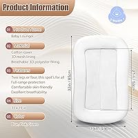 Vista 7 de Tumbona para bebé, tumbona suave de algodón orgánico transpirable para recién nacido, tumbona infantil para el hogar y viajes (azul 2)