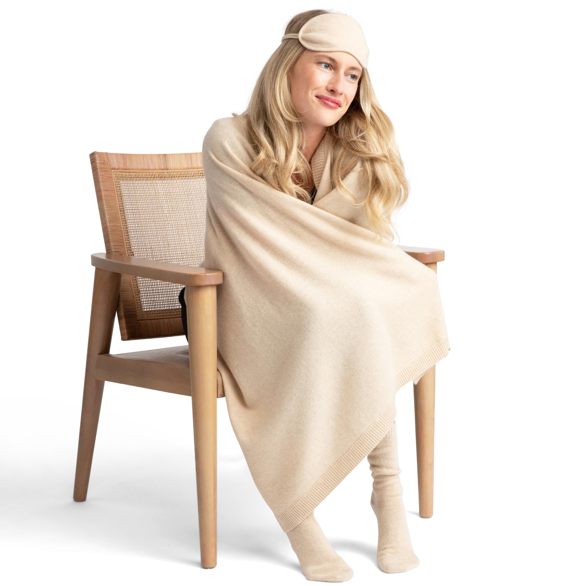 Amazon.com: Jet&Bo 100% Pure Cashmere Travel Set: Blanket, Eye