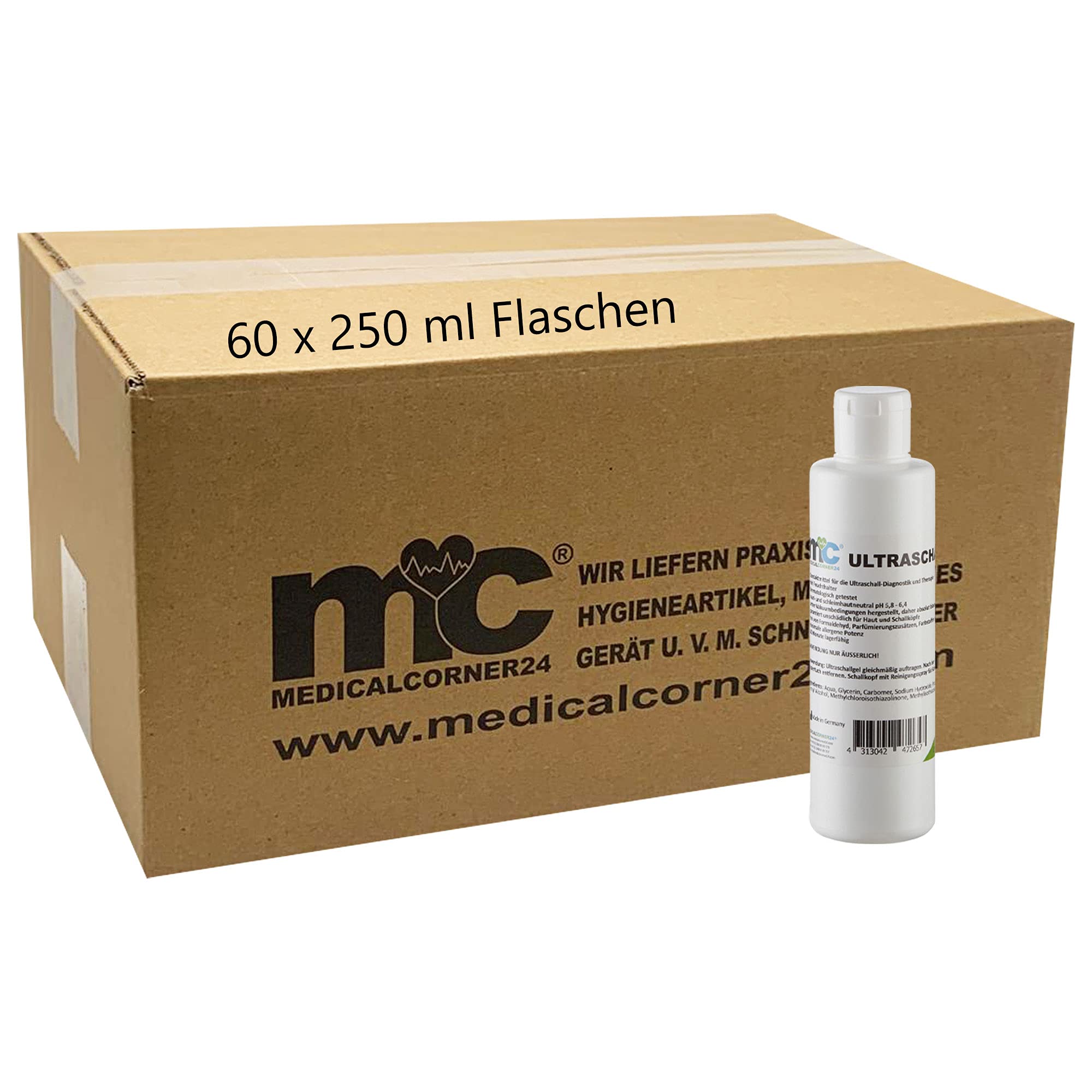 Medicalcorner24 Ultraschallgel, Sonographiegel, Kontaktgel, Leitgel, Gel, 60 x 250 ml