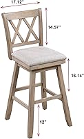 Vista 72 de Home Brookline Swivel Bar Stool Chair with 360° Turn Mechanism, Rustic Farmhouse Stools for Kitchen Counter with Cushion, 24" Seat Height, Black
