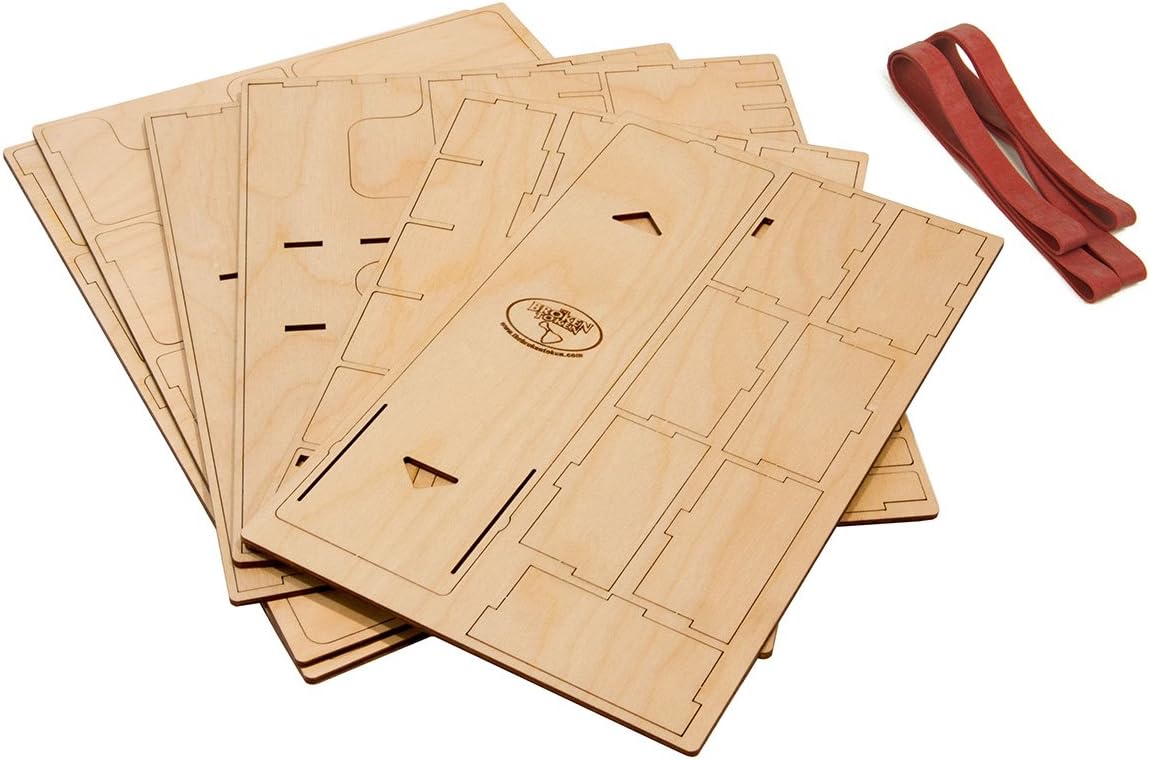 The Broken Token Card Organizer - Compact Wood Storage Box for Cards with Multiple Adjustable Dividers, Rows and Bit Boxes