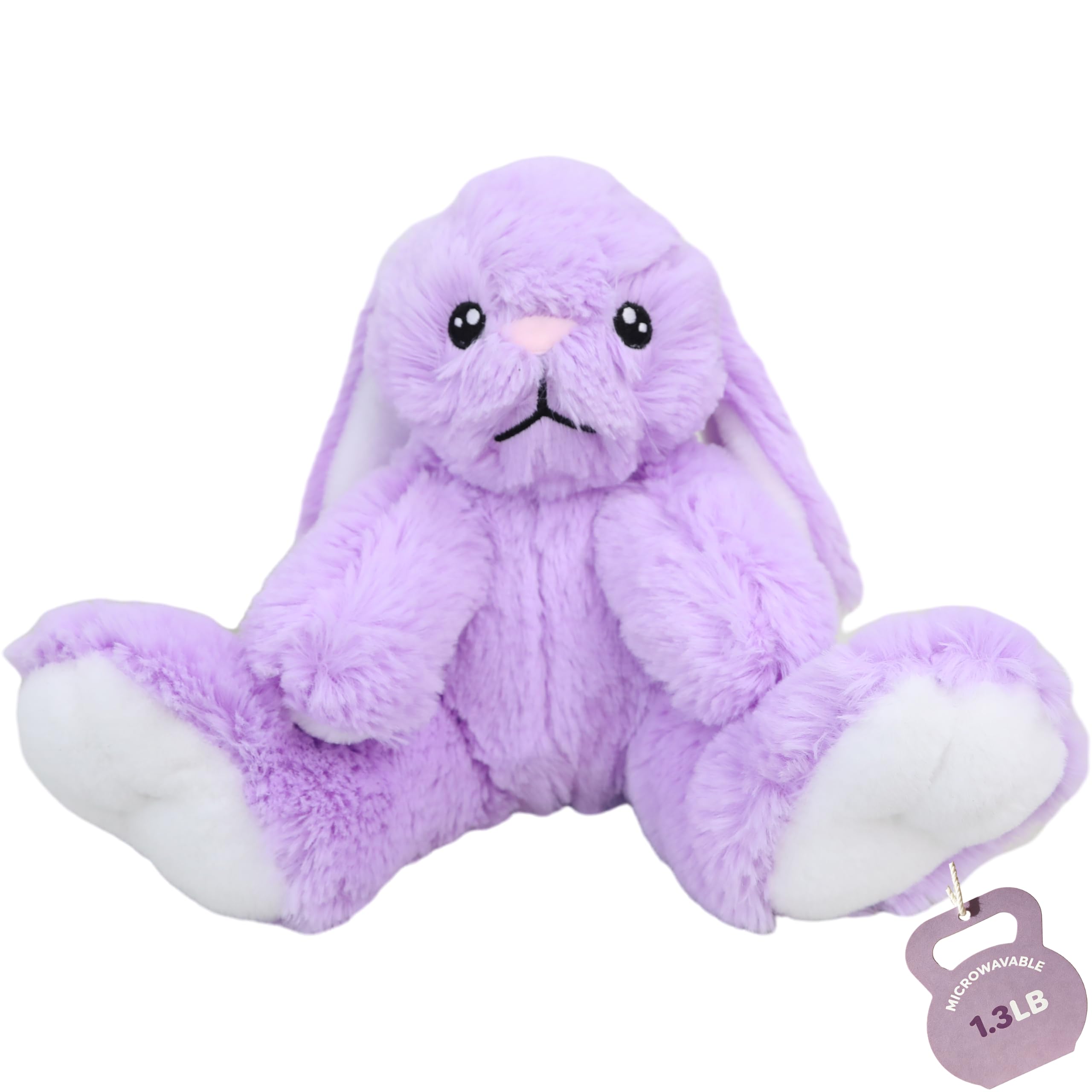 TONGSONG Lavender Purple Weighted Stuffed Bunny - 1.3lb Heatable Plush Rabbit with Microwavable Natural Stone, 10 Inch, Cozy Big Feet Bunny Stuffed Animal for Kids & Adults
