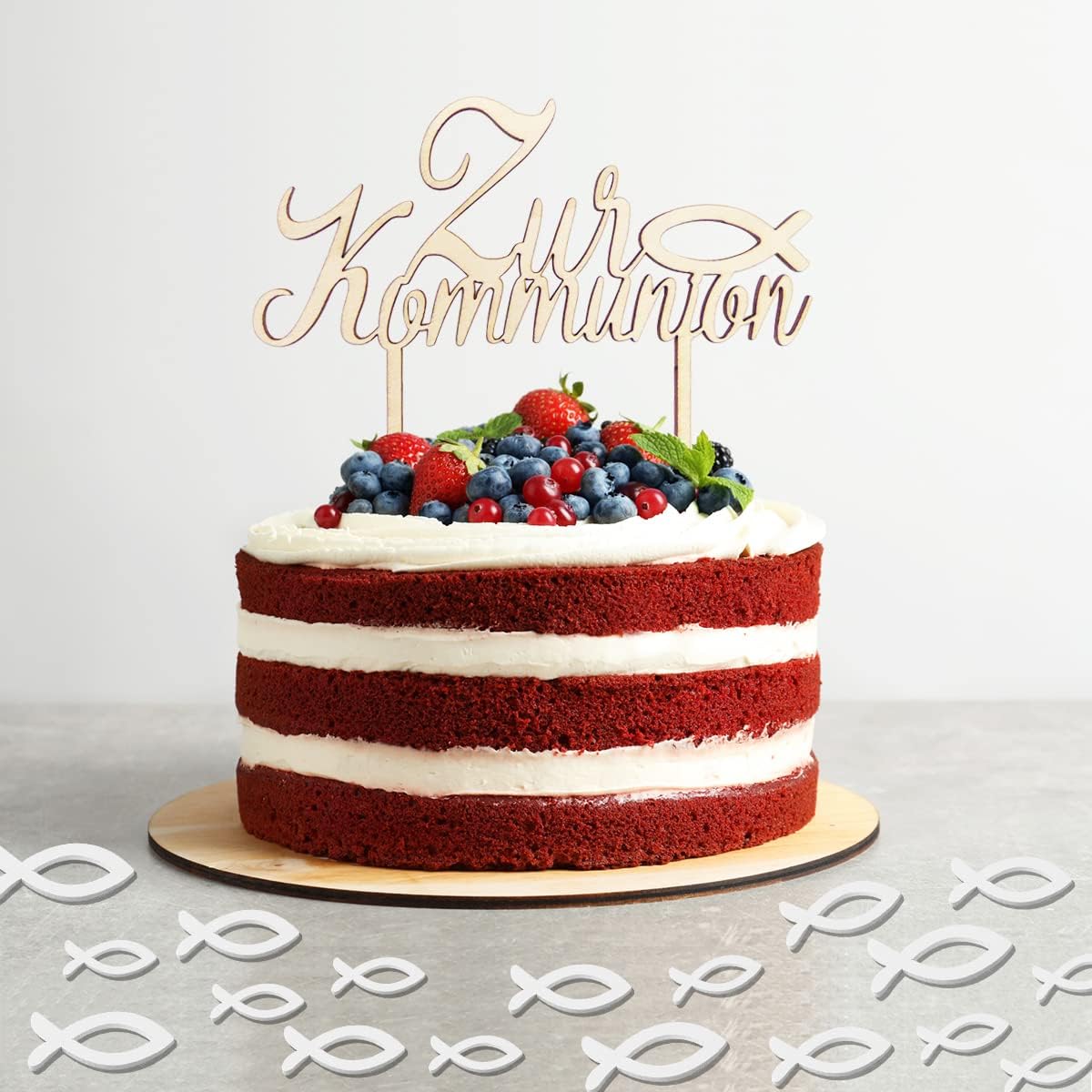 Cake Topper Taufe,Tortendeko Kommunion Mit 45 Pcs Streudeko Kommunion