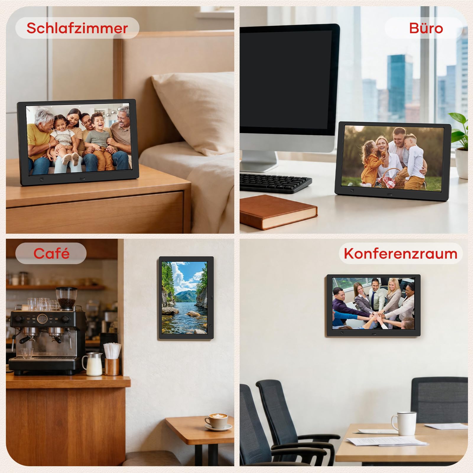 Digitaler Bilderrahmen Elektronischer Fotorahmen ohne WLAN, 10,1 Zoll IPS Bildschirm Photo Frame mit 32GB USB Stick & Bewegungssensor Zeitschaltuhr Foto/Kalendar/Video/Musik-Player Wandmontierbar