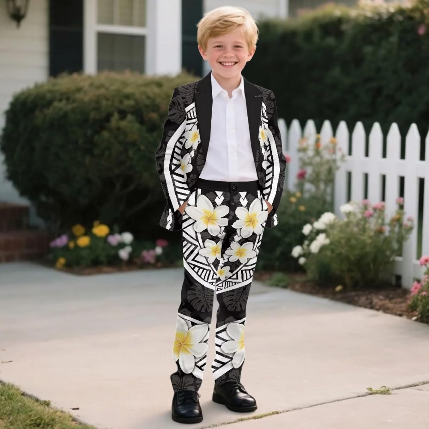 Boys Suits Long Sleeve Formal Blazer Jacket Straight Leg Dress Pants 2 Pcs Dresswear Slim Fit Tuxedo Aged 6-14