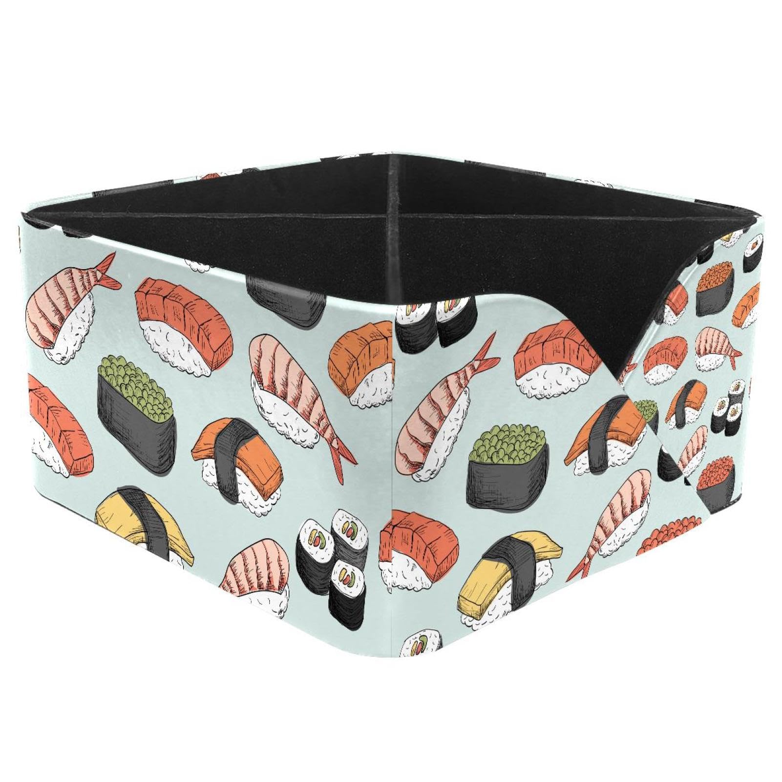KengjuTesu Sushi Pattern Desktop Organizer Pen Holder, Rectangular Pencil Cup for Office, Study and Makeup Stations