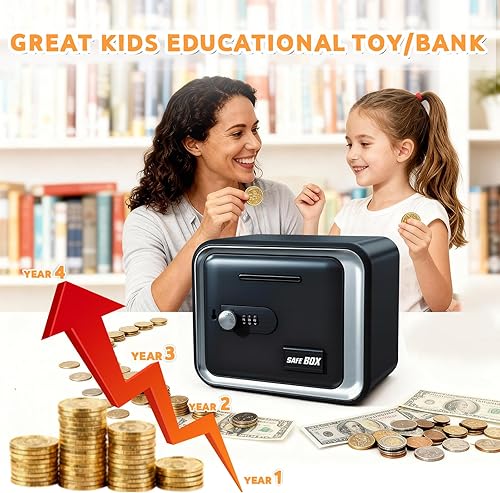 Vista 2 de Lefree Piggy Banks for Kids, Money Safe Box Toys for Boys, Adults Mini Safe Box with Secure Password, Coin Bank for Children Best Birthday Cash Coin