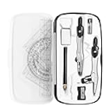 Math Geometry Kit Sets 10 Piece Student Supplies with Shatterproof Storage Box,Includes Rulers,Protractor,Compass,Eraser,Pencil Sharpener,Lead Refills,Pencil,for Drafting（Black）