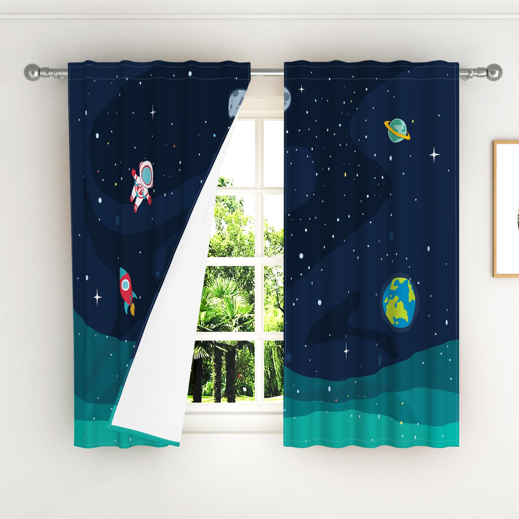 Kzzfqxb 117x183cm Space Explorer Curtains 2 Panels - Image 3