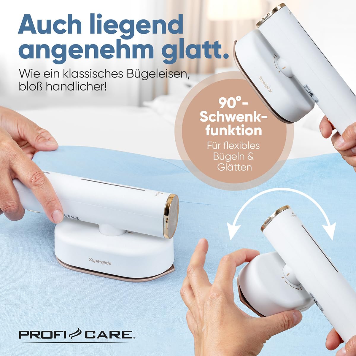 Proficare, Plancha de viaje y vaporizador 2 en 1 PC-DG3124, 1300W, Suela cerámica Superglide, Depósito de 80ml, Tiempo de calentamiento 30s, Vapor constante 20g/min, Cable de 1,90m