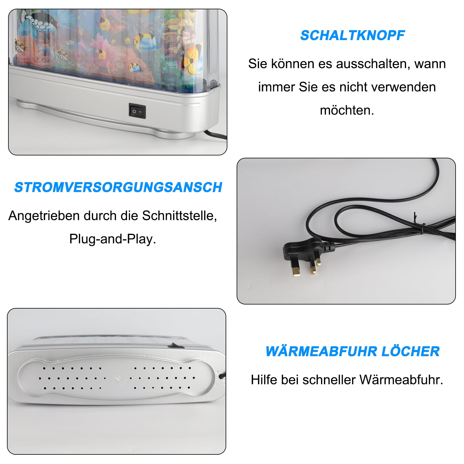 Led Dynamische Virtueller Fish Tank - KüNstliche Mini Aquarium Lampe lavalampe, Künstliches Aquarium Nachtlicht, Landschaft Ozean