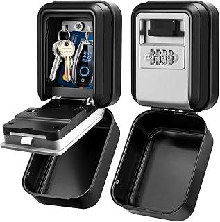 iPalamila Schlüsselsafe,schlüsselbox,4 Stellig Schlüsselsafe mit Code Beleuchteten,Wasserdicht Rostfrei Schlüsseltresor Außen,für Zuhause,Büro,Schule,Garage und Mehr (Schwarz)