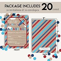Vista 4 de Up & Away Airplane Baby Shower Invitaciones para niños, 20 tarjetas de relleno de 5 x 7 con veinte sobres blancos por AmandaCreation