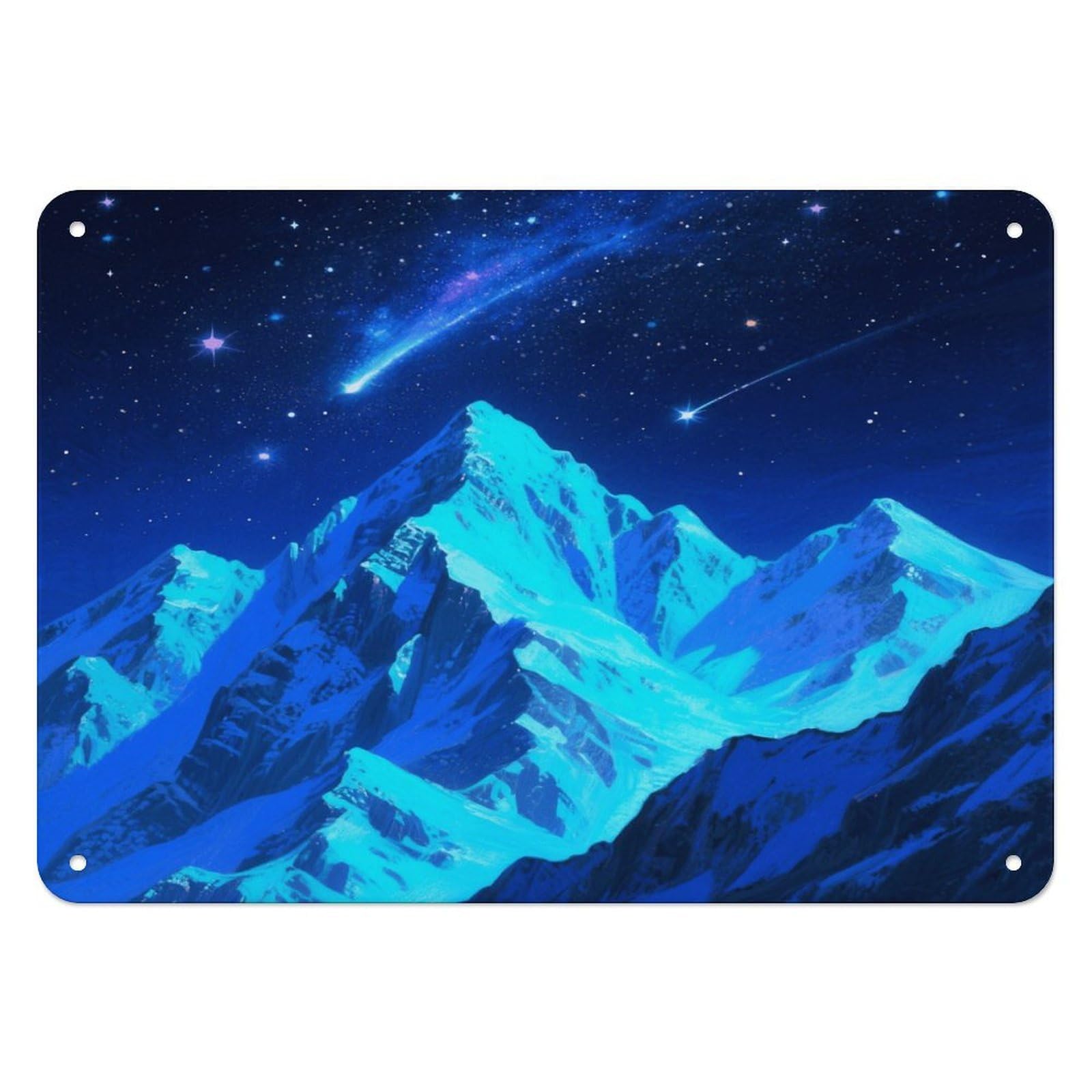 Fekiloot Style Mountains And Star River Wall Decor Iron Painting Metal Sign