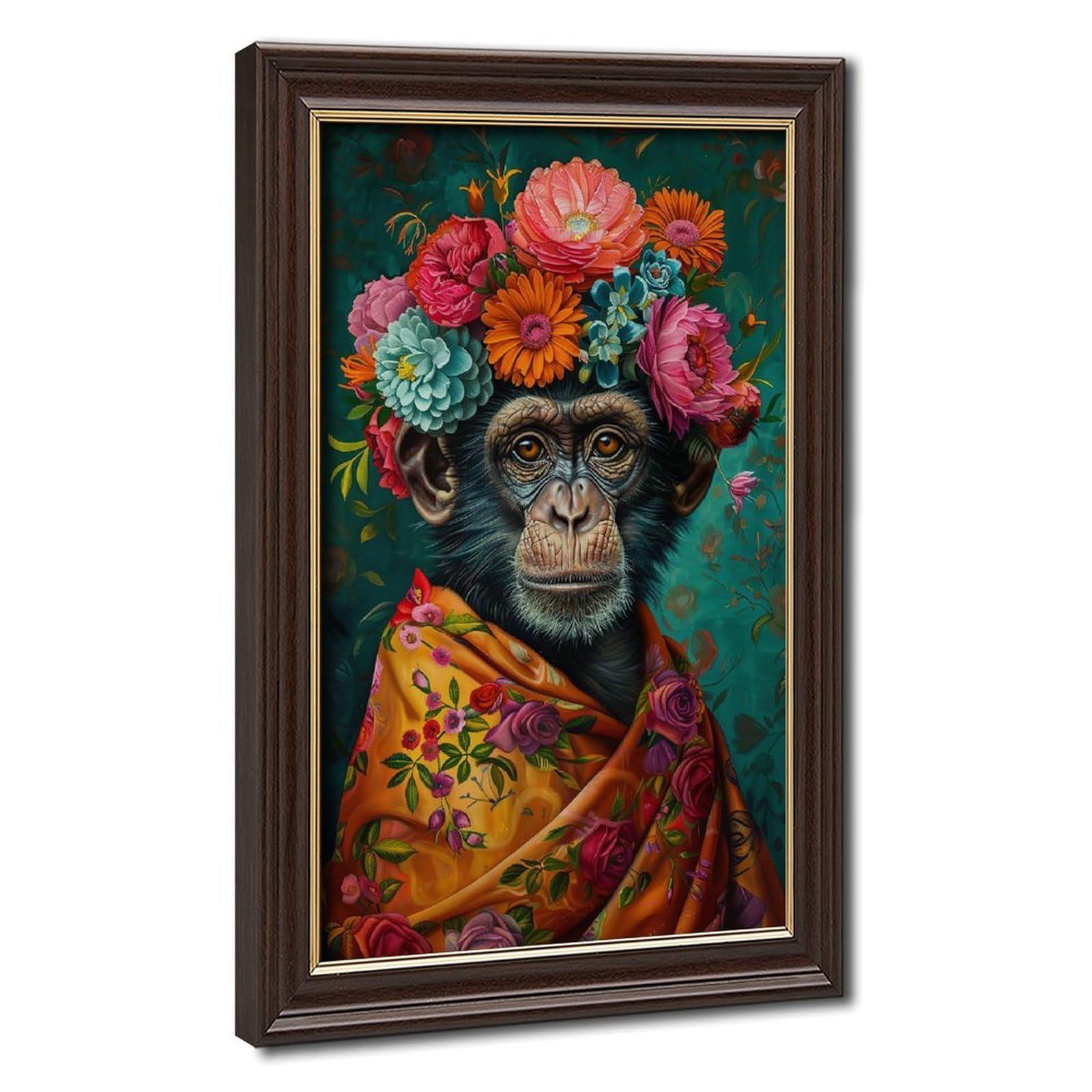 Bareronor Mokume Gane Frame-Style Vintage Monkey Lady Canvas Poster For Home Decor Gift
