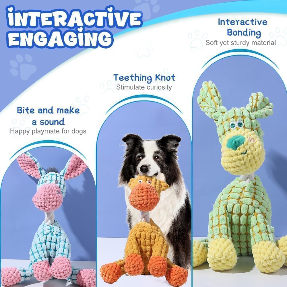 2026 Upgraded Indestructible Dog Toy, Durable Plush Dog Squeaky Toys for Aggressive Chewers, Dog Chew Toy for Indoor Pups Teething (Style G)