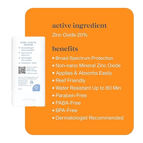 Miniatura 2 de Think Sport SPF 30 - Protector solar mineral facial y corporal en barra  Seguro, natural, resistente al agua  Vegano, Protección solar UVAUVB