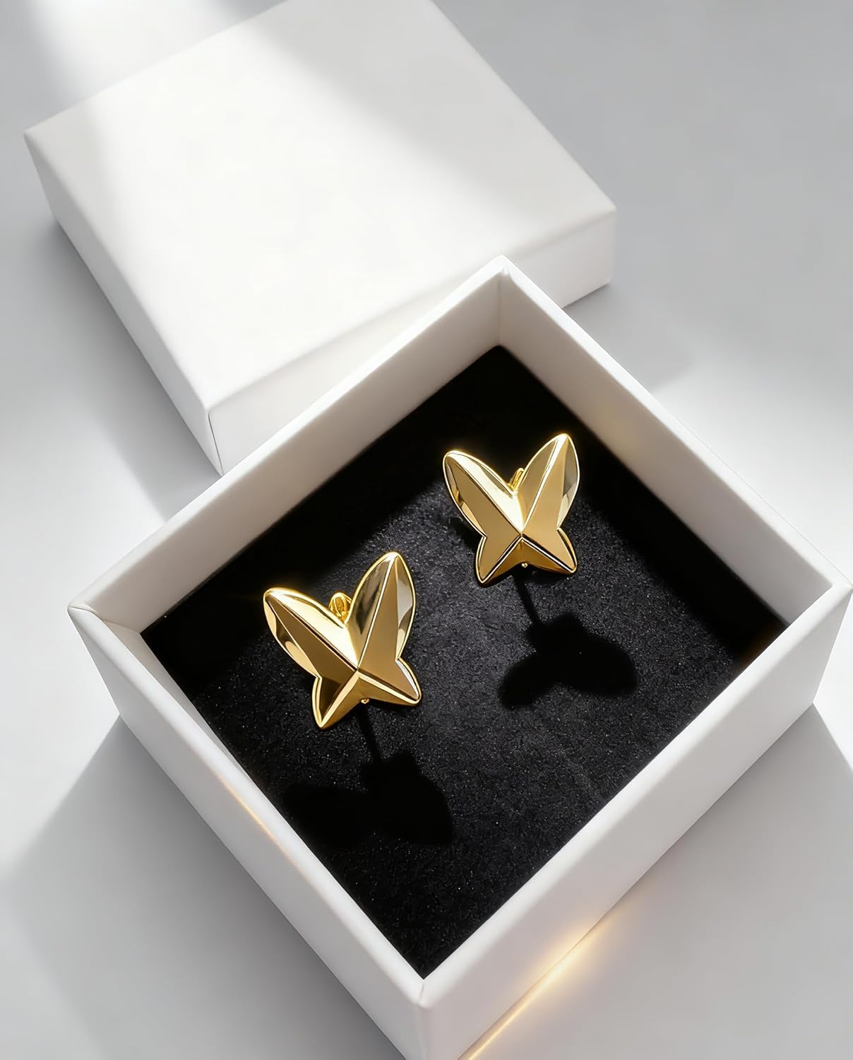 2026Origami Butterfly Hoop Earrings for Women - 3D Geometric Gold-Tone Lightweight Hinged Hoop Earrings Fashion Minimalist Statement Jewelry for Daily Wear (0.6 Inch) - Image 5