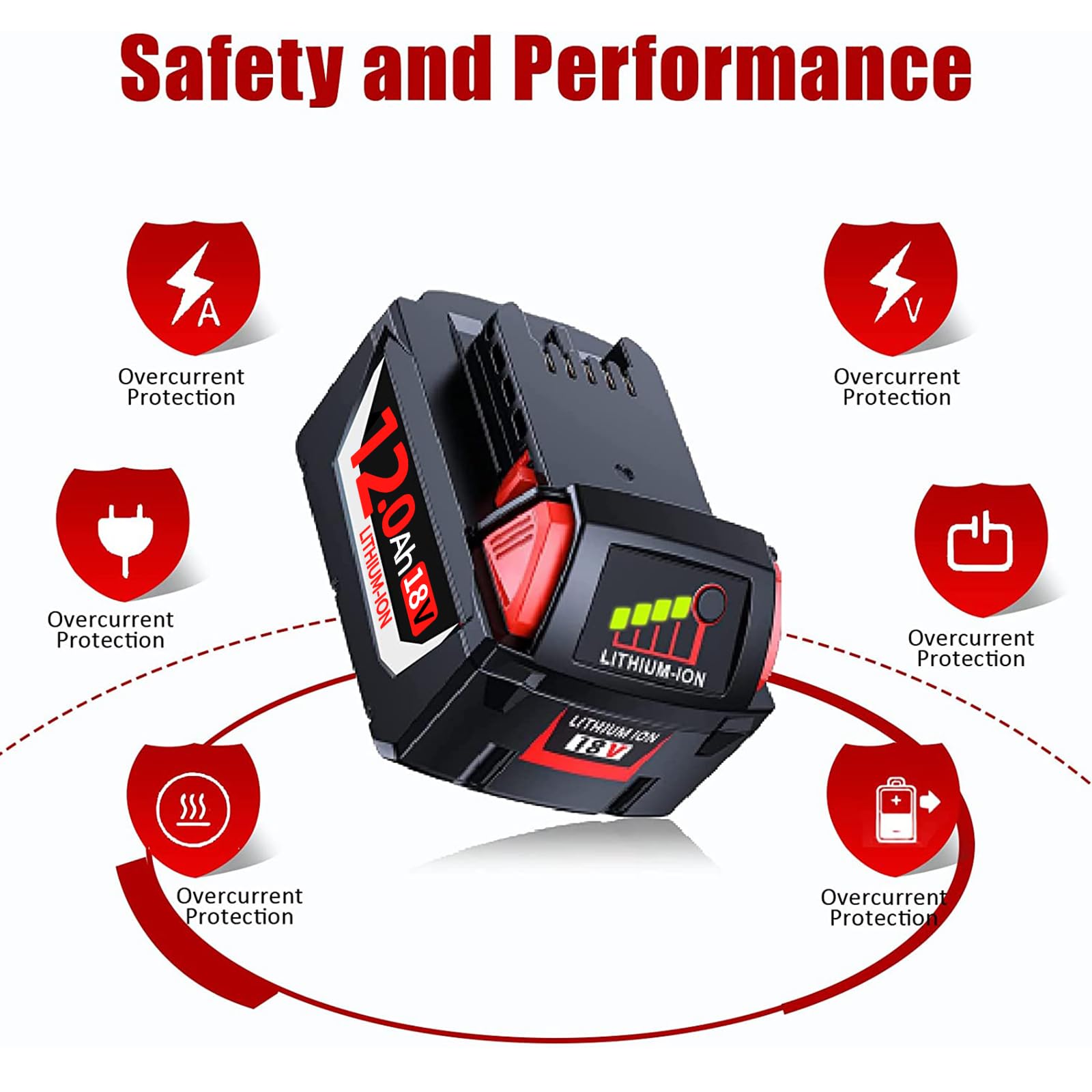 12Ah 18V Ersatzakku für Milwaukee M18 Akku Pack mit M18 Ladegerät Kompatibel mit Milwaukee M18 Lithium Akku 48-11-1890,48-11-1850, 48-11-1828, 48-11-1820,48-11-1815 Cordless Tools (12.0-2)