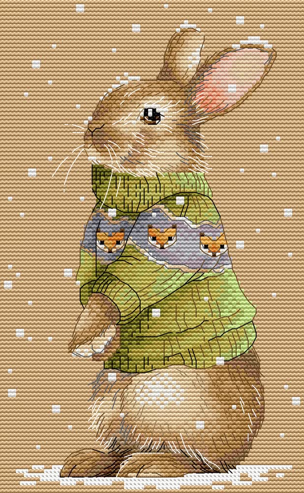 Awesocrafts Cross Stitch Stamped Kits Winter Rabbit Easy Patterns Cross Stitching Embroidery Needlework Kit Supplies