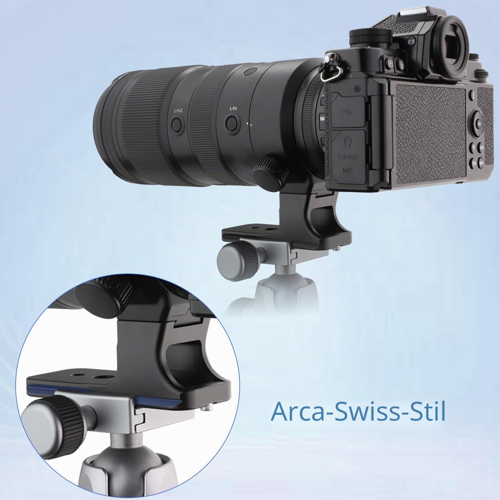 Leftfoto Ersatz-Objektivfuß für Nikon Nikkor Z 100–400 mm f/4.5–5.6 VR S, Z 400 mm f/4.5 VR S - Arca Swiss Style, Schwarz, Objektivfuß, Linsenmontage, Kamera