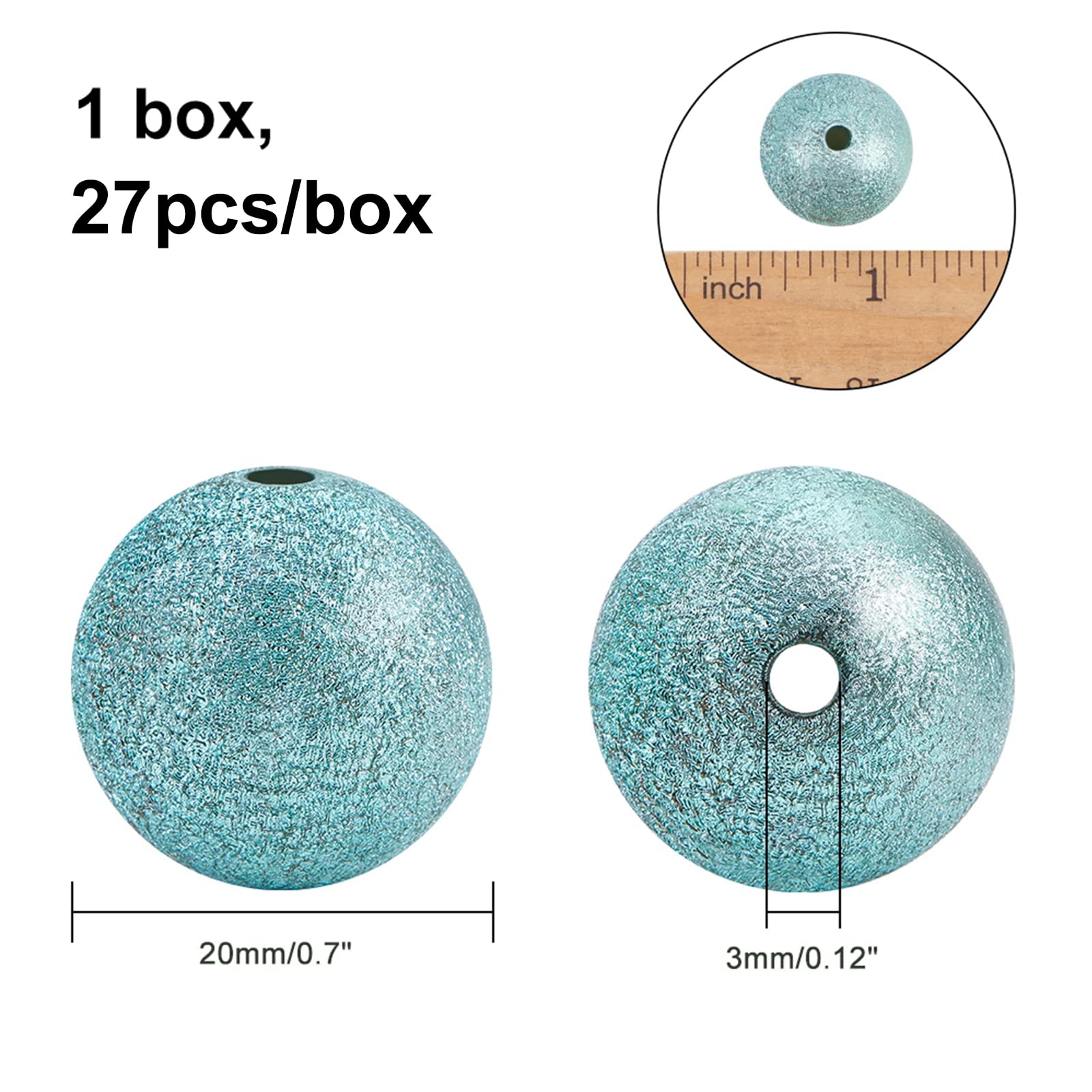 PH PandaHall 20mm Acrylic Beads - Large Sparkle Bubblegum Gumball Loose Beads for Ballpoint Pen Students Office School Jewelry Making - Chain Hole: 3mm, 25pcs - Image 2